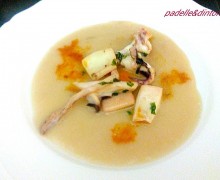 SEPPIA AL COGNAC SU CREMA DI PATATE CON POLPA DI RICCIO SEPPIA AL COGNAC SU CREMA DI PATATE CON POLPA DI RICCIO
