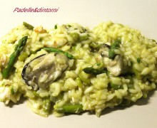 RISOTTO OSTRICHE ASPARAGI E SCAMPI.