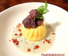 SAVARIN DI POLENTA E LEPRE MARINATA SU CREMA DI ROQUEFORT (ricetta dello Chef Bruno Barbieri )