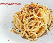 SPAGHETTI QUADRATI CON PESTO DI PISTACCHI BOTTARGA E LIMONE