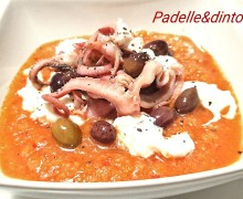 GAZPACHO DI PEPERONI ARROSTO, MOSCARDINI E STRACCIATELLA