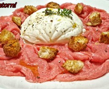 CARPACCIO DI MANZO CON BURRATA E COLATURA DI ALICI DI CETARA