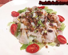 CARPACCIO DI PESCE SPADA CON BOTTARGA E PISTACCHI CARPACCIO DI PESCE SPADA CON BOTTARGA E PISTACCHI