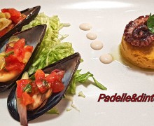 COZZE AI CIPOLLOTTI E PUREA SODA DI CECI , POLPO GRIGLIATO E MAIONESE DI POLPO COZZE AI CIPOLLOTTI E PUREA SODA DI CECI , POLPO GRIGLIATO E MAIONESE DI POLPO