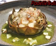 CARCIOFO DOPPIA COTTURA CON TARTARE DI GAMBERONI