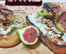 CROSTONE CON GORGONZOLA DOLCE CREMOSO NOCCIOLE SALTATE AL TIMO FICHI SPADELLATI E RIDUZIONE AL BALSAMICO.